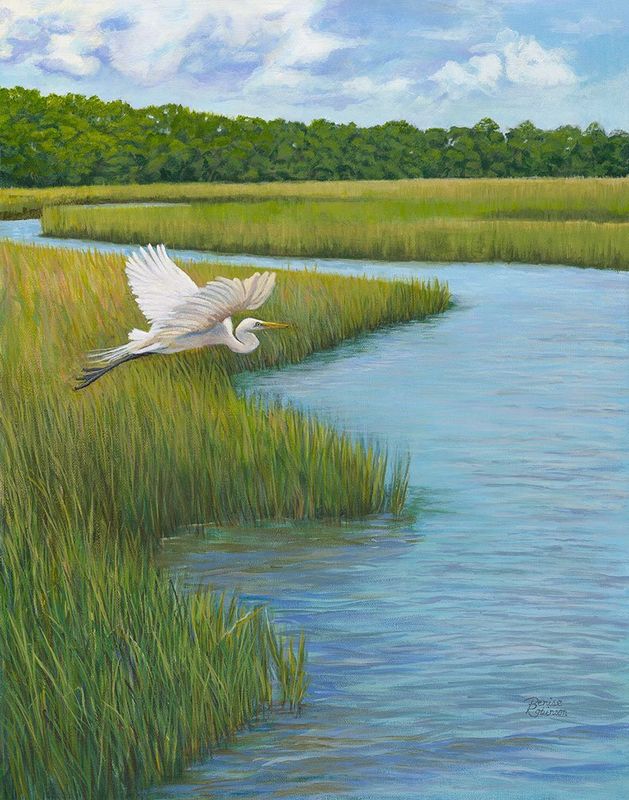 "Egret Over Marsh" by Denise Robinson