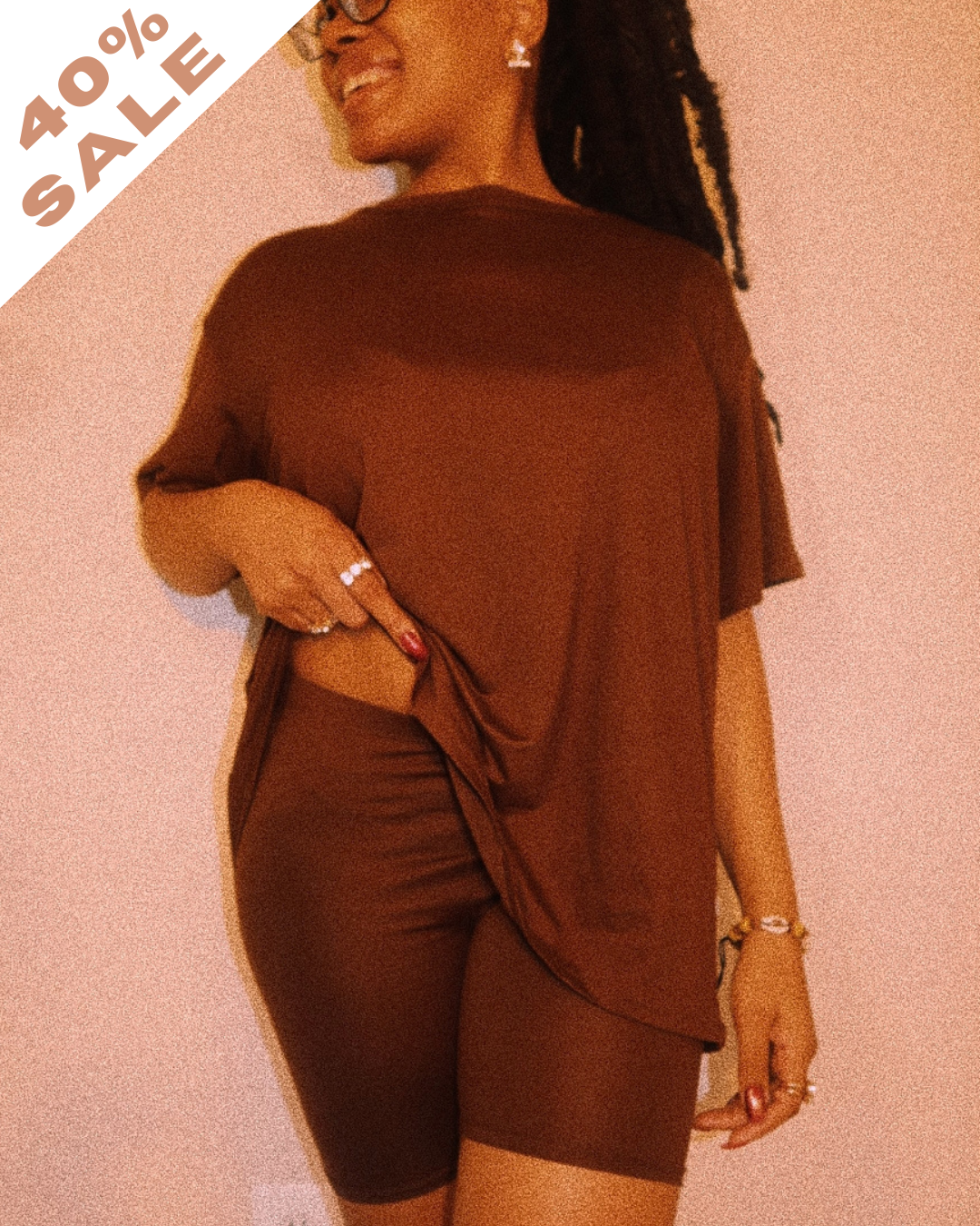 Double Up Oversized T Shirt and Biker Shorts Set [3 colors]