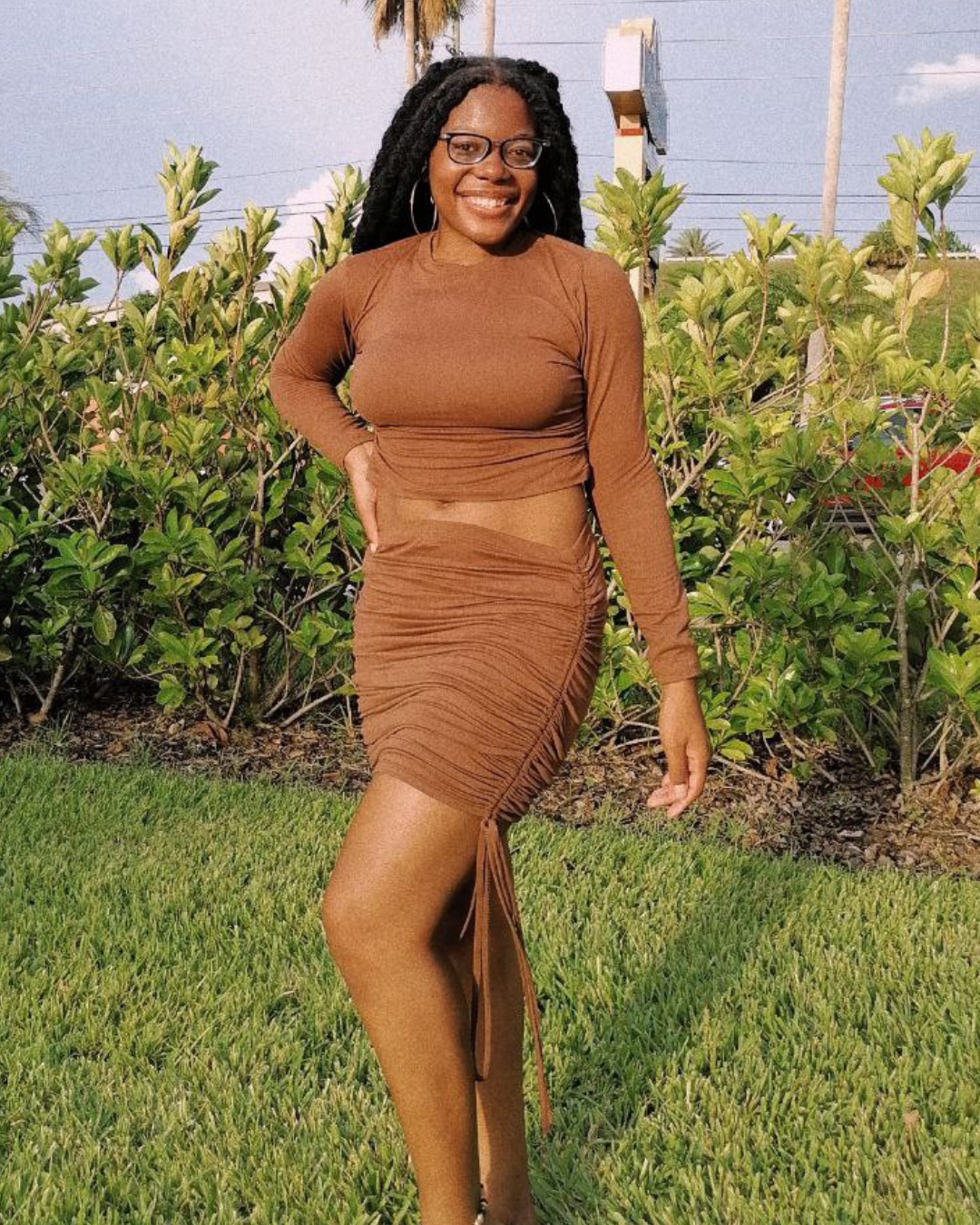 &quot;Sienna&quot; ruched top &amp; drawstring two-piece skirt set [3 colors]