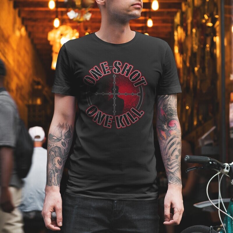 "One Shot One Kill" Short Sleeve 100% Cotton T-Shirt
