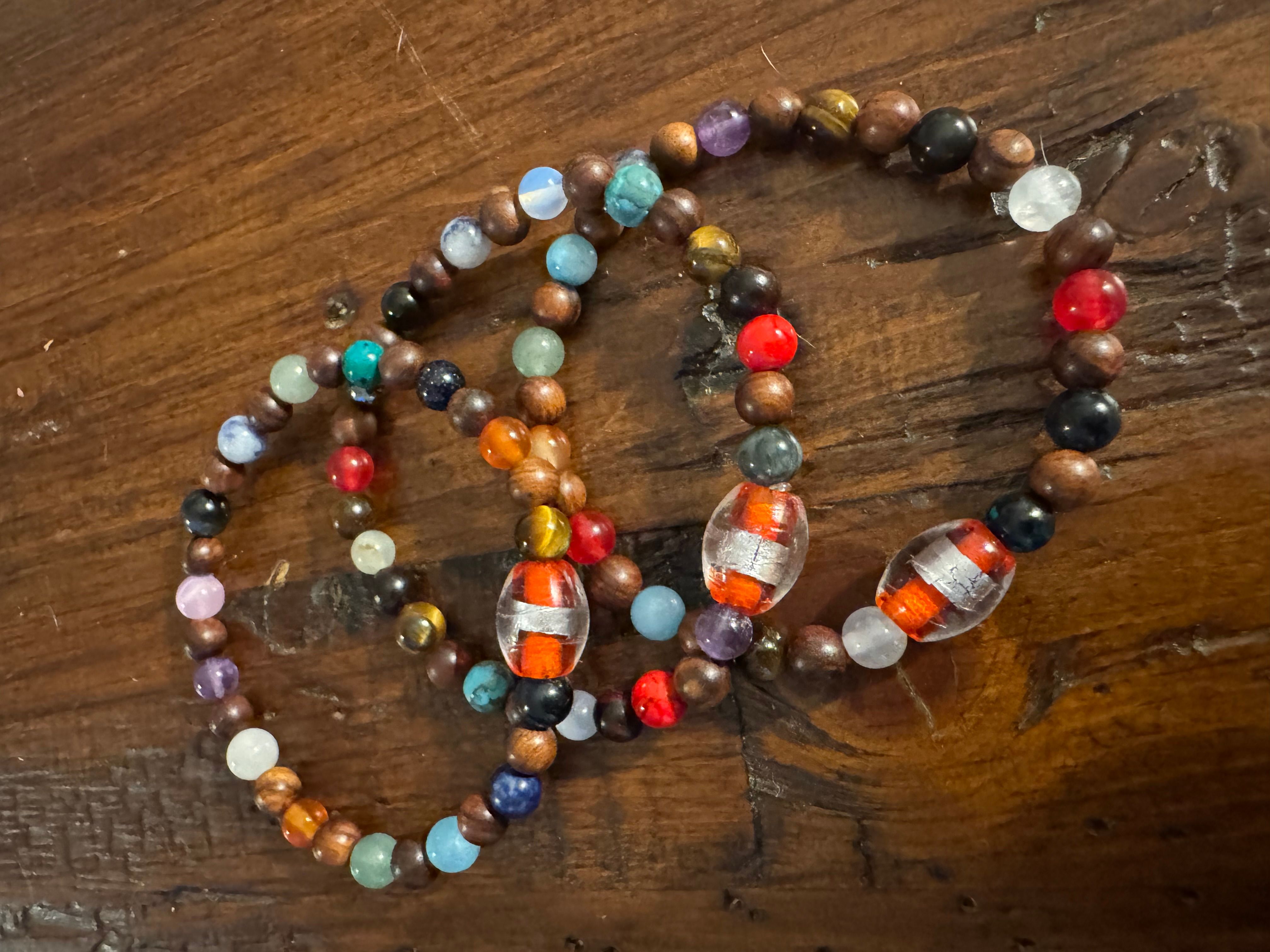 Lucky Fin Bracelet- Semiprecious stone & Wood *LIMITED EDITION*