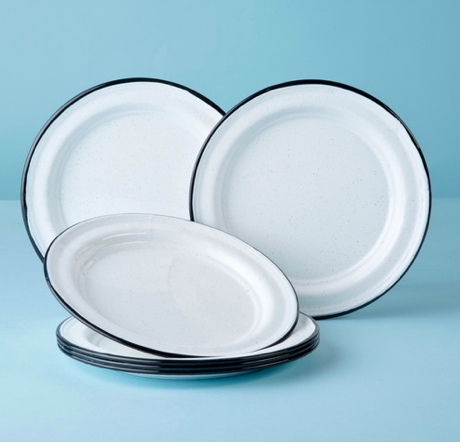 PLATO 22CM VITRIFICADO BLANCO B/NEGRO CINSA