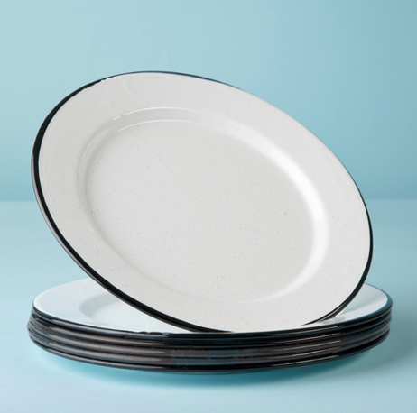 PLATO LLANO 26CM VITRIFICADO BLANCO B/NEGRO CINSA
