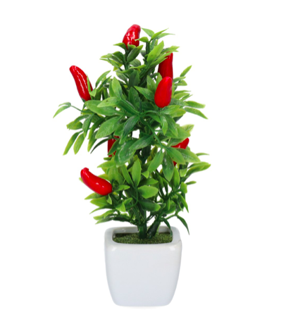 CHILES ROJOS EN MACETA CERAMICA 5x20