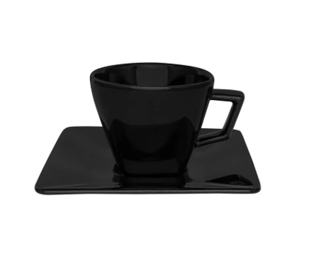 LOZA OXFORD TAZA TE CUADRADO C/ PLATO BLANCO 220CC 2000