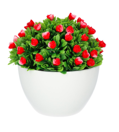 FLORCITA ROJA MACETA CERAMICA 13x16