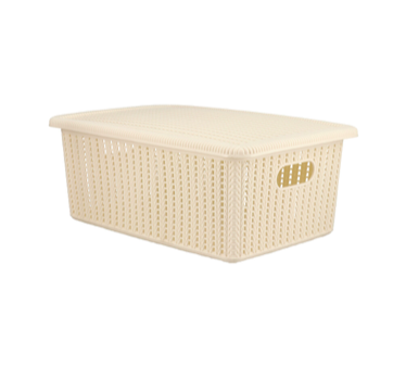 CESTO 41X27X16H BEIGE C/TAPA