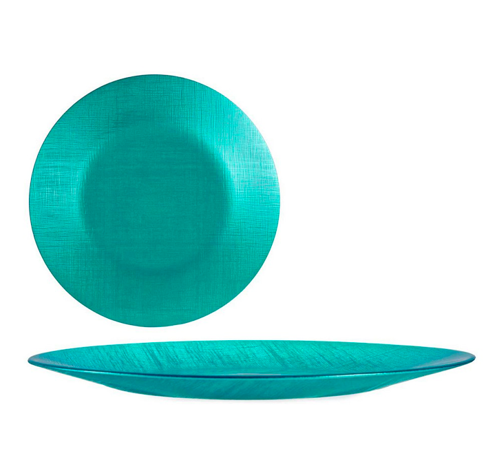 PLATO VIDRIO 27CM TURQUESA VIVALTO