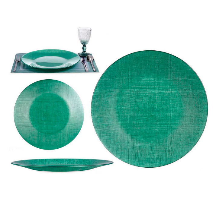 PLATO VIDRIO 32CM VERDE MENTA  VIVALTO