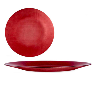 PLATO VIDRIO 21CM ROJO  VIVALTO