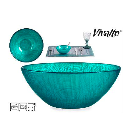 BOLS VIDRIO 15CM VIVALTO TURQUESA