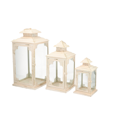 FAROL EN METAL PATINADO SET X TRES