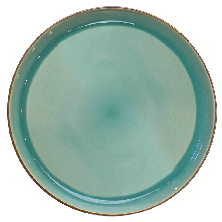 PLATO LLANO 26CM VERDE C/BORDE MARRON
