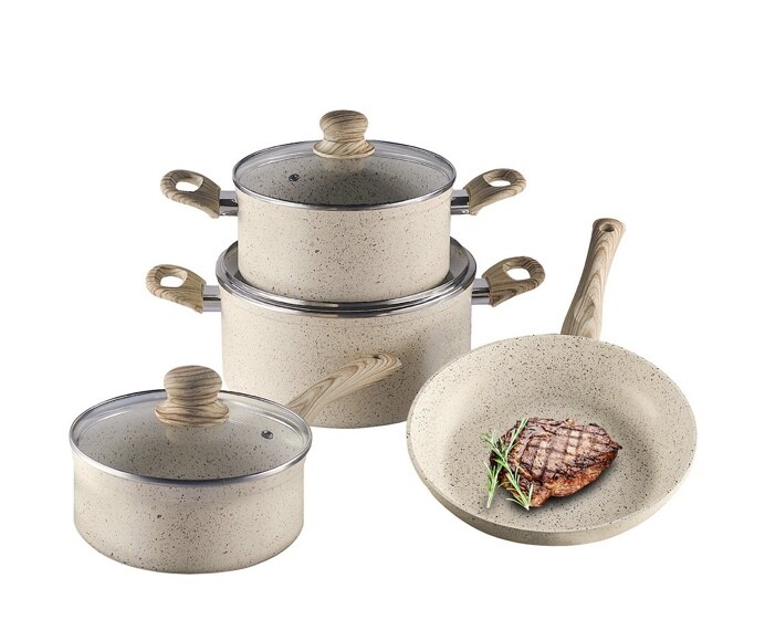 BATERIA 7 PZAS ANTIADHERENTE MARBLE