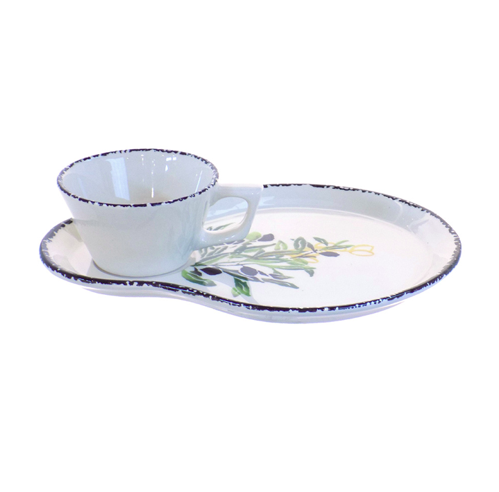 PLATO DE LOZA C/TAZA OLIVAS