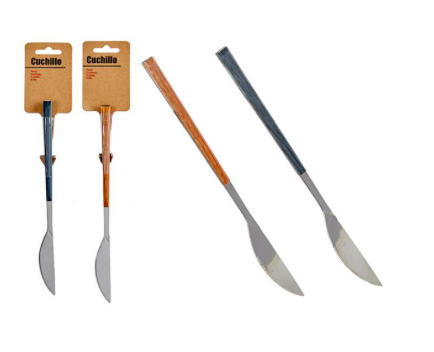 CUCHILLO MANGO MADERA NATURAL Y GRIS