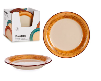 PLATO POSTRE GRES CENEFA MARRON