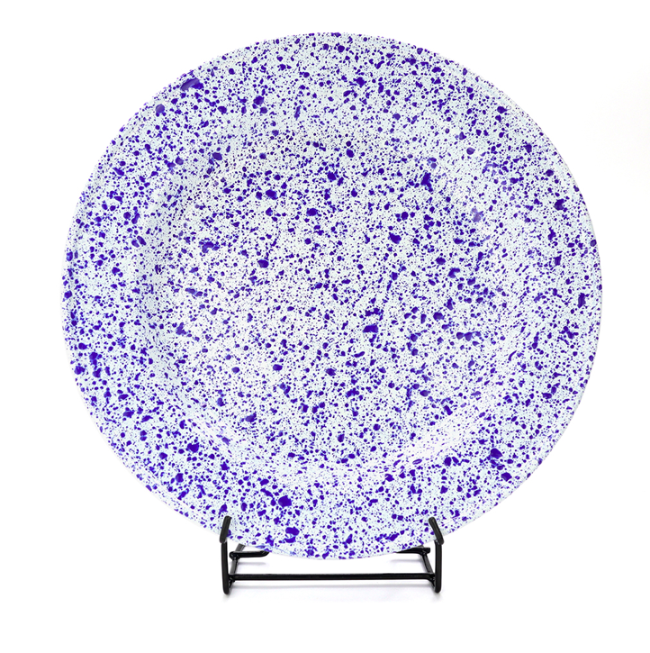 PLATO LLANO 26 CM  ESMALTADO MACUIRA AZUL/BLANCO