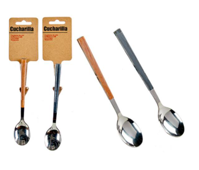 CUCHARITA MANGO MADERA NATURAL Y GRIS