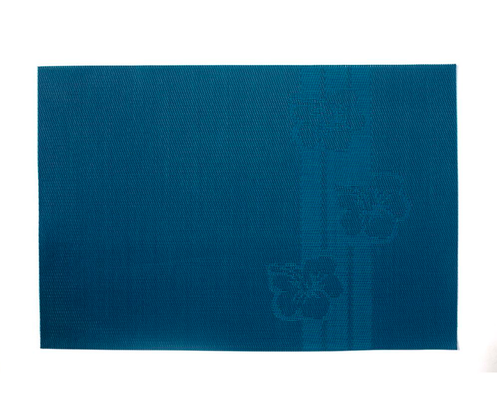 INDIVIDUAL PVC 47X32 TURQUESA C/FLORES