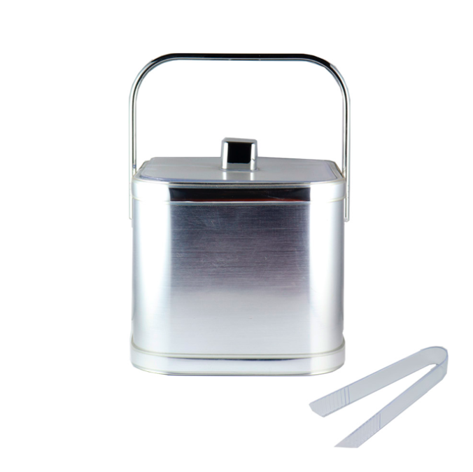 HIELERA PLATEADA CUADRADA 2LT C/ PINZA SB-27-3A2-MS-QS
