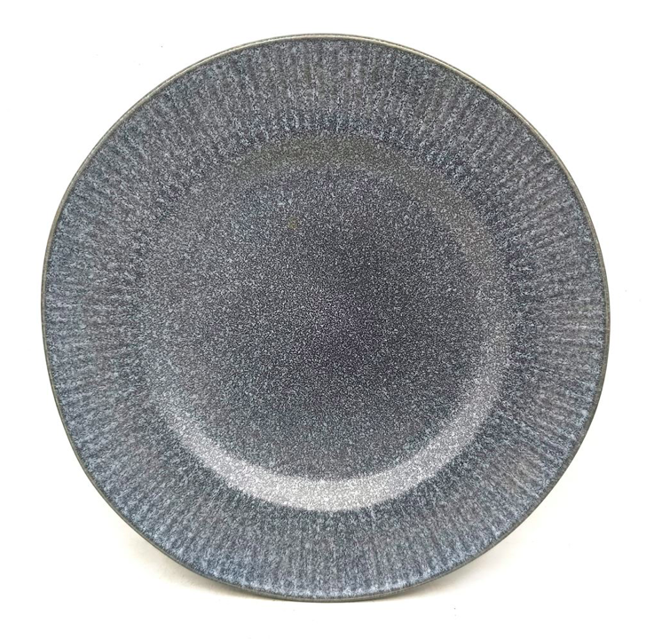 PLATO LLANO 28CM GRIS MOTEADO BORDE LINEAS SELECTA