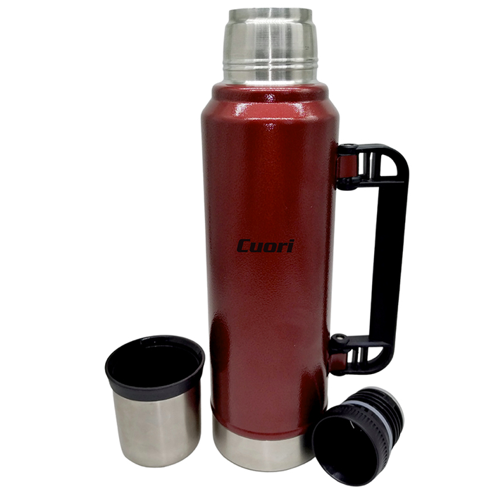 TERMO ALPI 1LT C/ASA INOX  MARTILLADO ROJO  CUORI