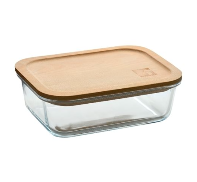 RECIPIENTE BOROSILICATO C/MADERA 300ML  BERGNER