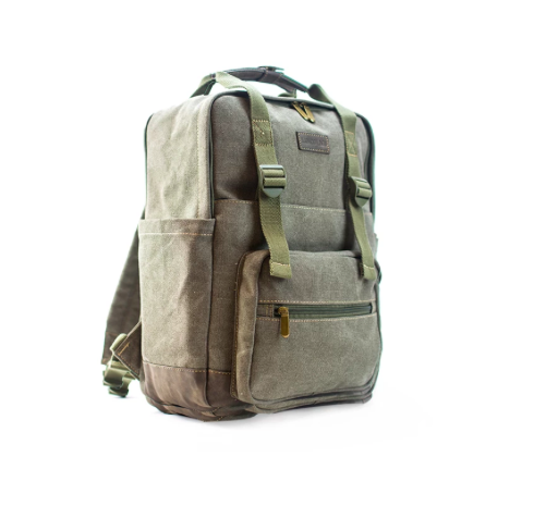 MOCHILA MATERA C/PORTA NOTEBOOK CANVAS OLIVA  LINCOLNS