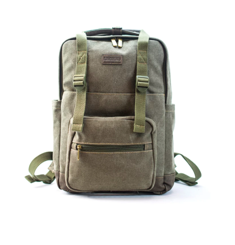 MOCHILA MATERA C/PORTA NOTEBOOK CANVAS OLIVA  LINCOLNS