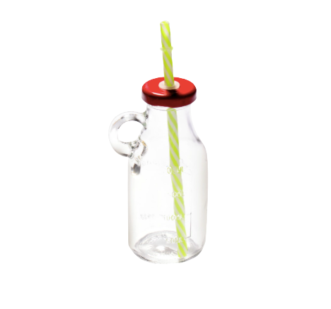 BOTELLAS VIDRIO 14X5.5 C/TAPA Y SORBITO