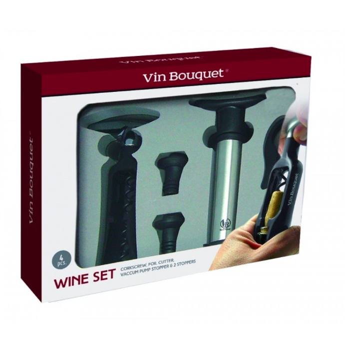 SET 4 PIEZAS ACCESORIOS VINO VIN BOUQUET