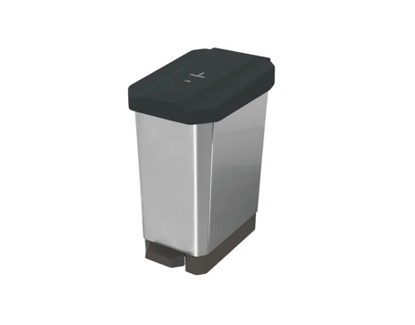 PAPELERA PEDAL 10LTS NEGRA C/METALIZADO ESTRA