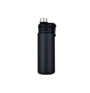 BOTELLA DEPORTIVA 650ML ACERO DOBLE PARED NEGRA COMET