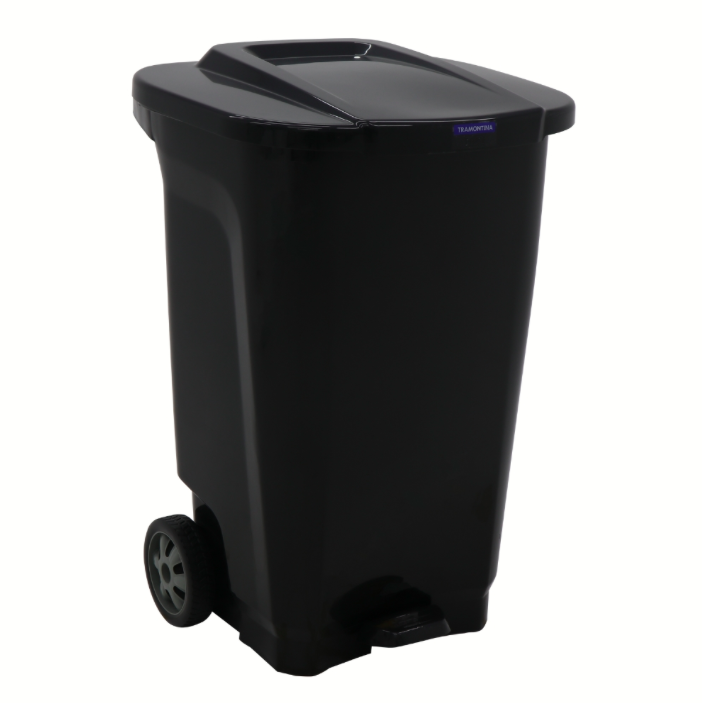 BASURERO C/PEDAL Y RUEDAS  100 LTS NEGRO TRAMONTINA