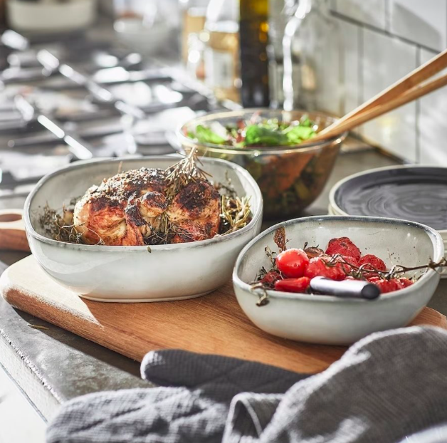 ASADERA CERAMICA 24x18x6 ORGANIC GRIS SELECTA