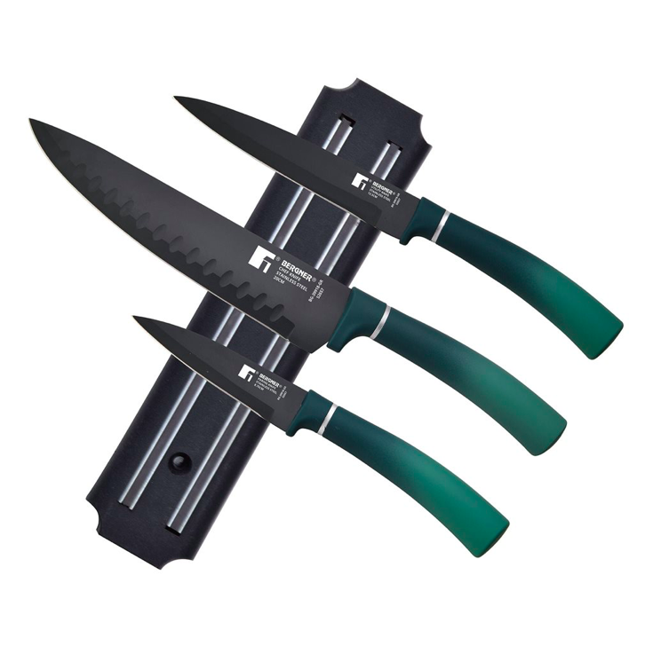 SET BARRA + 3 CUCHILLOS  BERGNER VERDE