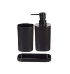 SET 3 PZAS BAÑO PLASTICO NEGRO BERILO