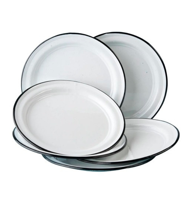 PLATO POSTRE 19CM BLANCO BORDE NEGRO ESMALTADO SUE