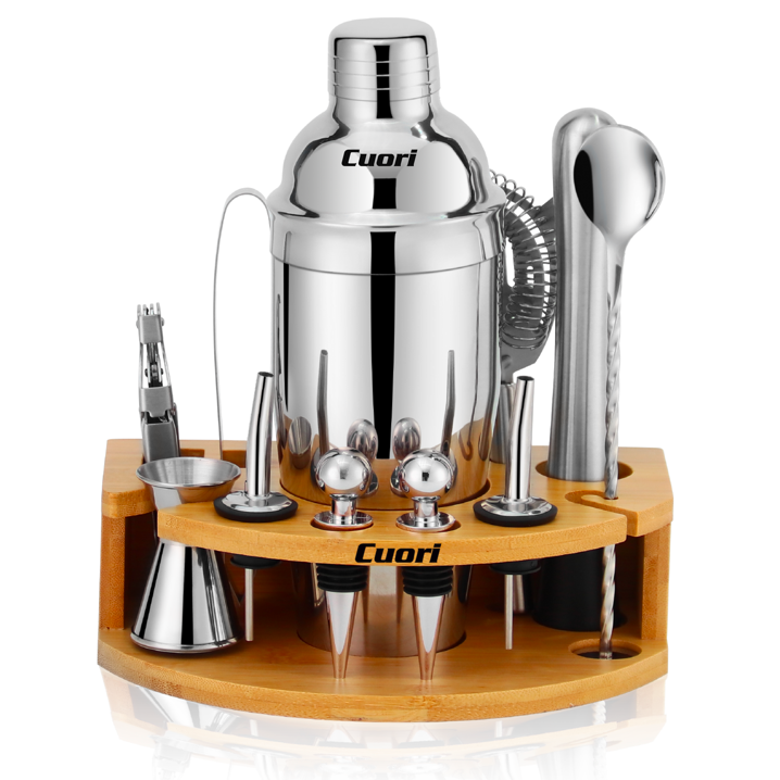 SET DE 12PZAS PARA COCKTAIL EN SOPORTE BAMBU CUORI