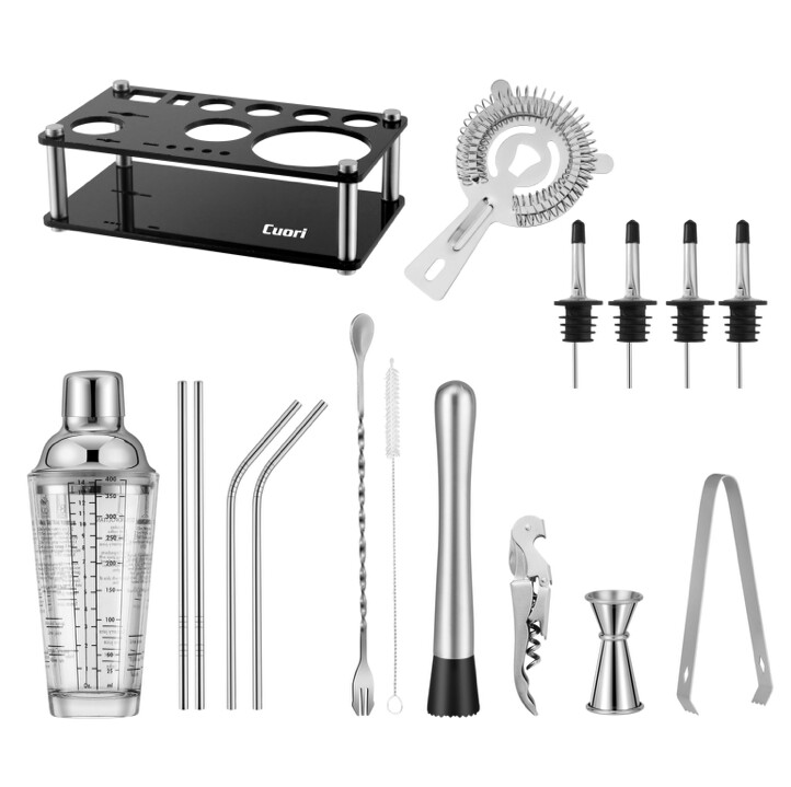 SET 17 PZAS PARA COCKTAILC/SOPORTE ACRILICO CUORI