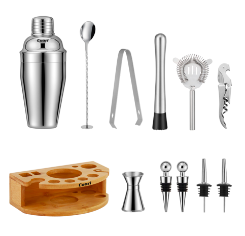 SET DE 12PZAS PARA COCKTAIL EN SOPORTE BAMBU CUORI