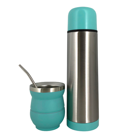 SET MATE C/BOMBILLA Y TERMO 500ML VERDE AGUA
