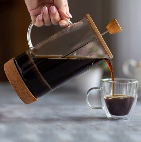 CAFETERA/TETERA 800ML EN VIDRIO Y BAMBU  SELECTA
