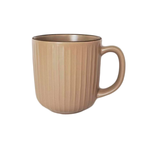 MUG LINEAS CAMEL BORDE MARRON 385ML SELECTA