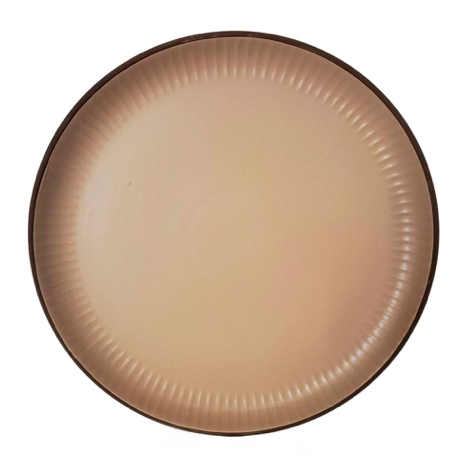 PLATO MESA 27CM LINEAS CAMEL BORDE MARRON SELECTA