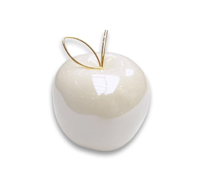 MANZANA DECORATIVA GRANDE  CERAMICA C/DORADO
