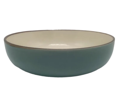 BOWL BAJO 21CM VERDE C/BORDE MARRON