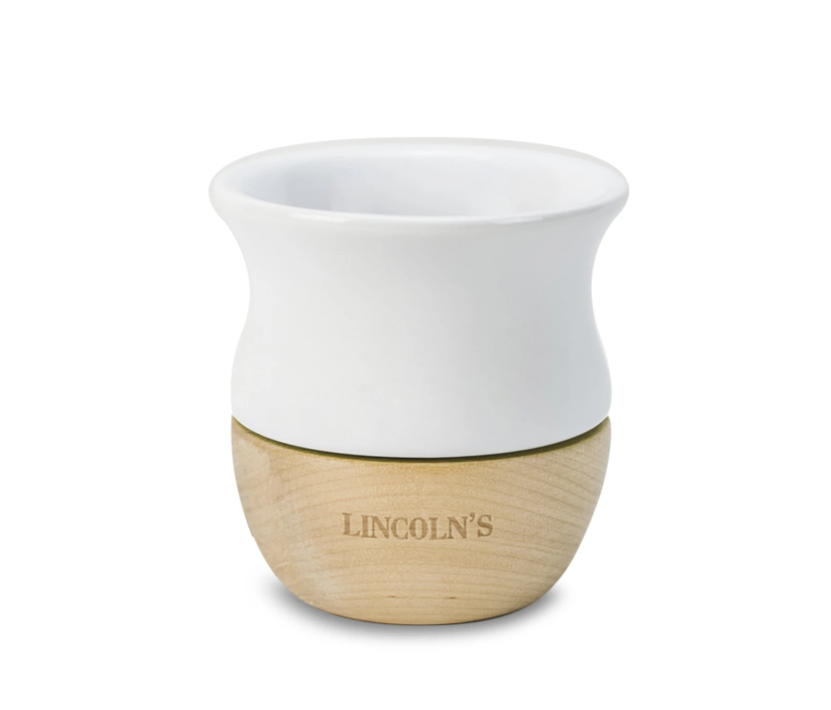 MATE NAURU BASE MADERA CERAMICA BLANCO  LINCOLNS