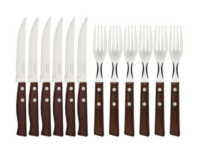 SET CUBIERTOS 12PZAS M/MADERA CHURRASCO